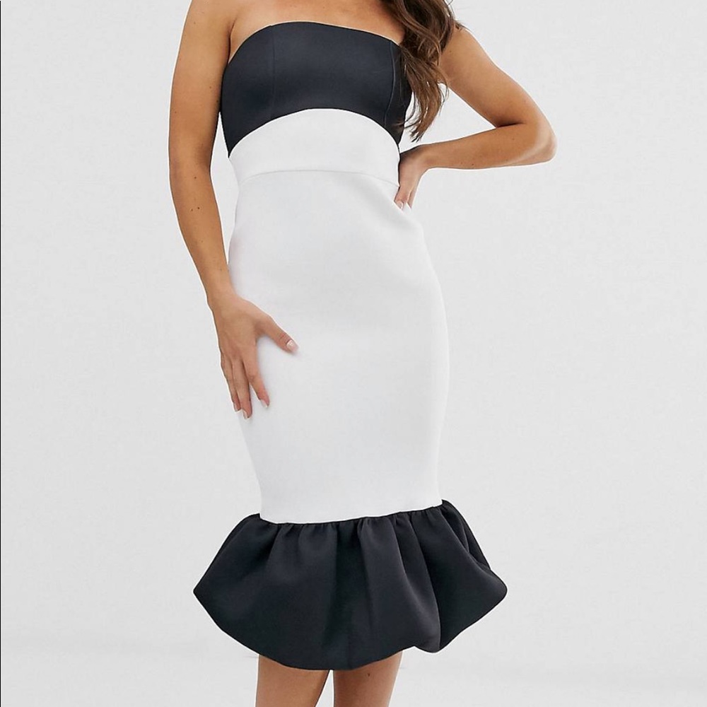 Never Worn Black & White ASOS Tulip Dress